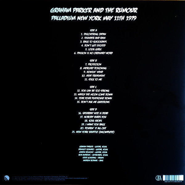 GRAHAM PARKER AND THE RUMOUR - Palladium New York May 11th 1979 RSD 2LP
